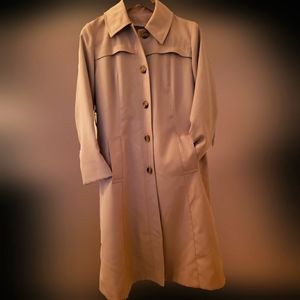 Brown/Khaki Rain Trench Coat Vintage Women's Knee Length Removable Fur Liner